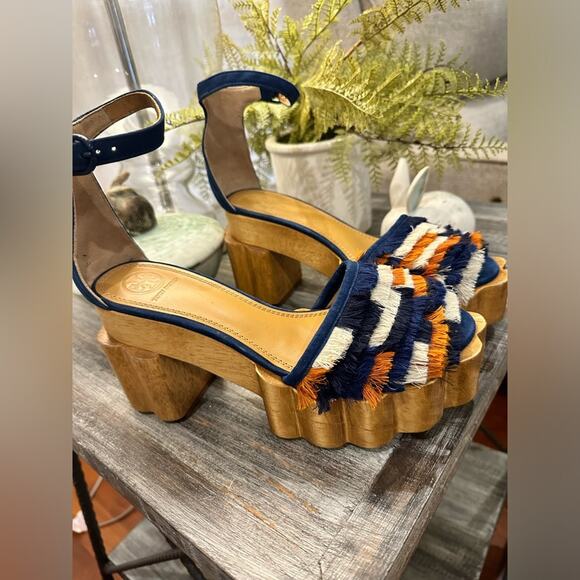 TORY BURCH Blue Alma Platform Sandal - Picture 3 of 16